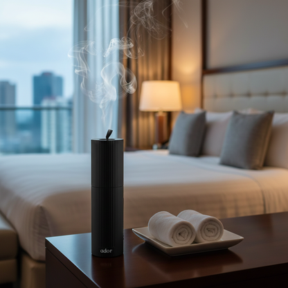 The Wellness Bundle by Ador Scents, pairs the elegant, high-capacity AromaFlow diffuser with a lavish 250ml bottle of essential oil from our wellness collection. - Ador Scents