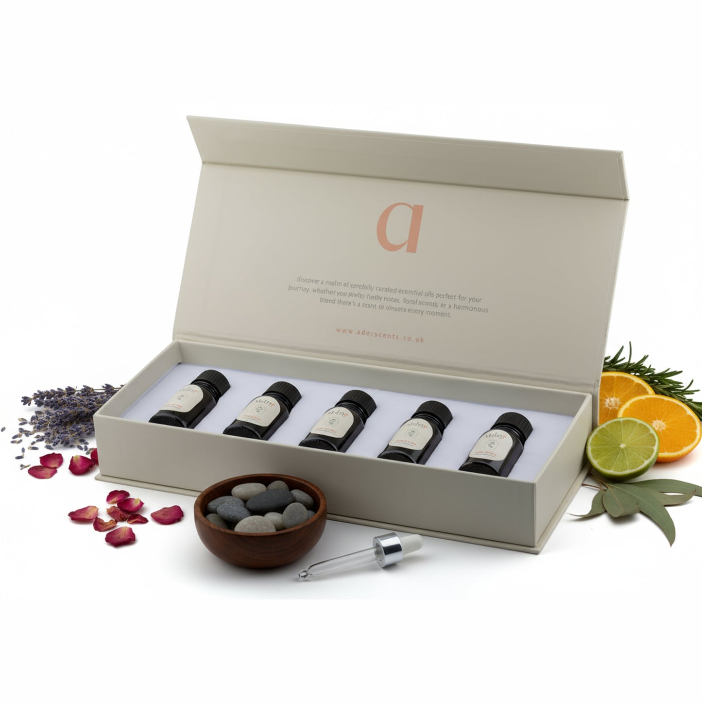 ador Collection by Ador Scents, 5 x 10ml oil blends that transport you across continents, through forests, over oceans, and into the heart of ancient souks.