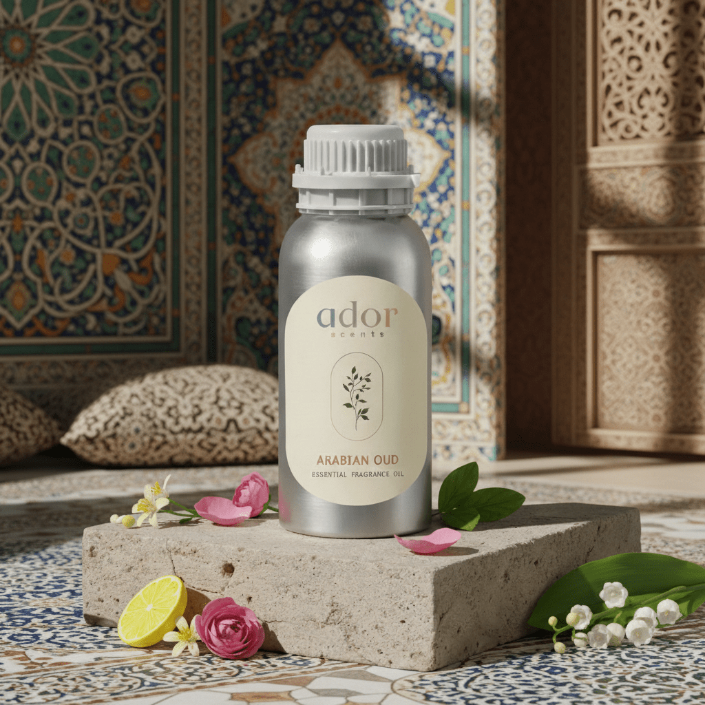 Arabian Oud by Ador Scents captures the essence of Arabia with a mix of Lemon, Rose, Patchouli, Lily of the Valley, Sandalwood, Vanilla & Woody Scent