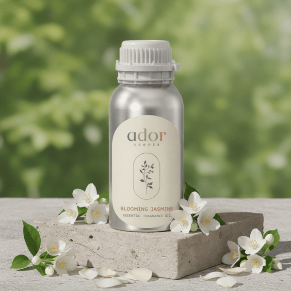 Blooming Jasmine essential diffuser oil 100ml bottle by Ador Scents — jasmine, sweet fruit and sandalwood