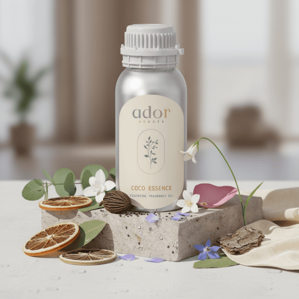 Coco Essence essential oil included in the Prestige Bundle by Ador Scents — sweet orange, vanilla and white musk