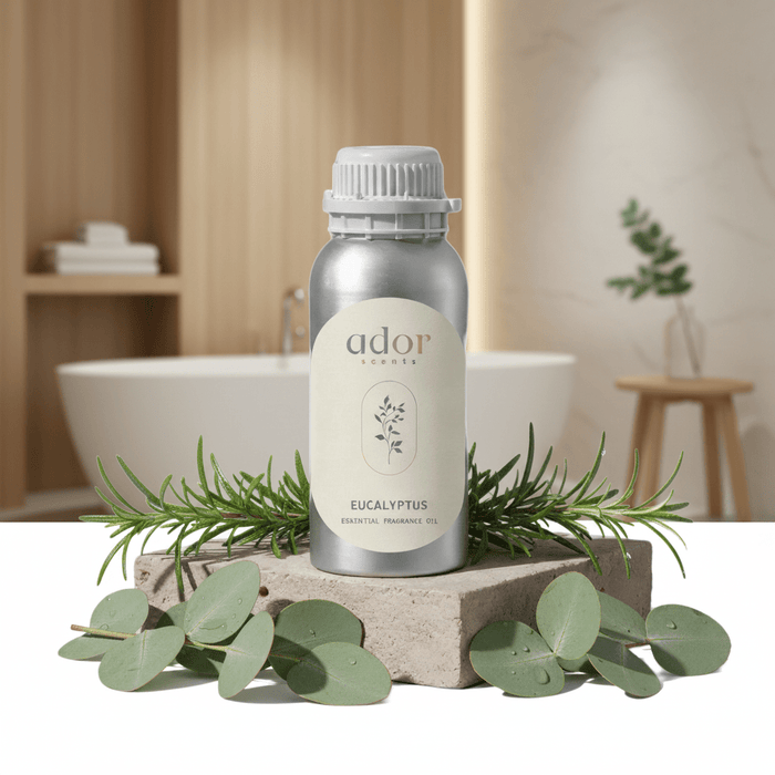 Eucalyptus essential diffuser oil 100ml bottle by Ador Scents — eucalyptus, rosemary and joss