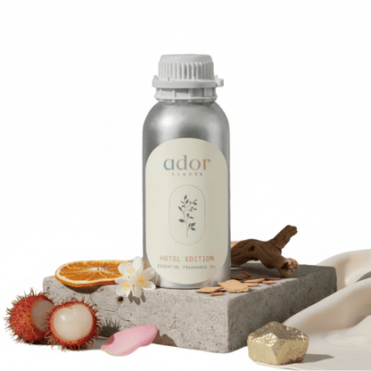 Hotel Edition by Ador Scents, a symphony of notes that include Lemon, Jasmine, Ambergris, Lychee, Cedar, Musk, Rose & Wood