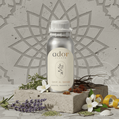 Qasr al Dahab by Ador Scents, an exquisite mix blend of Herbs, Jasmine, Vetiver, Bergamot, Ocean, Lavender, Styrax, Amber & Musk to recreate a famous hotel in Abu Dhabi